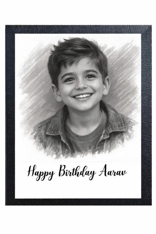 Customized Sketch Photo with Frame | Personalized Gift for Couple, Girlfriend, Boyfriend, Wife, Husband | A4 Size Black Wooden Frame 8x12