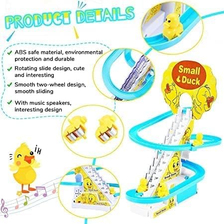 Storio Duck Slide Track Set Toys for Kids - Ducklings Stair Climbing Toys for Kids, Escalator Toy with Lights and Music with 3 Ducks