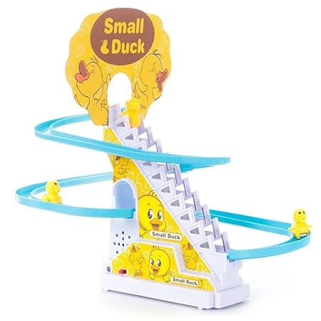 Storio Duck Slide Track Set Toys for Kids - Ducklings Stair Climbing Toys for Kids, Escalator Toy with Lights and Music with 3 Ducks