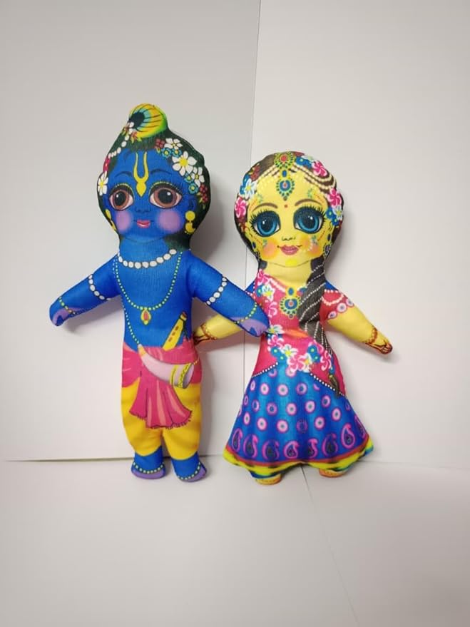 Radha Krishna 8 Inch Divine Soft Toy | Spiritual Plush Dolls for Kids & Home Décor – Washable, Devotional & Peaceful Companion.