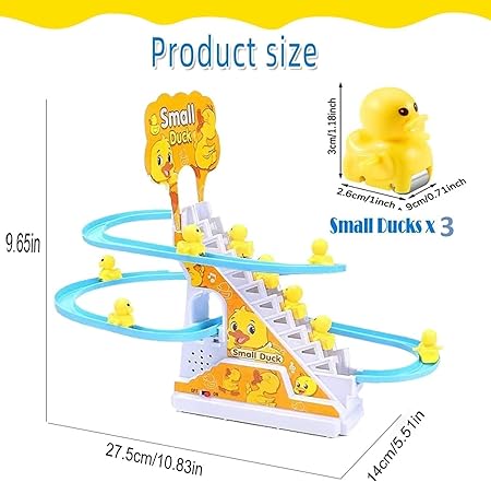Storio Duck Slide Track Set Toys for Kids - Ducklings Stair Climbing Toys for Kids, Escalator Toy with Lights and Music with 3 Ducks