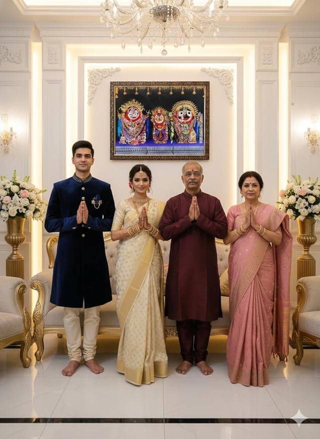 Jagannath Balabhadra Subhadra Temple Photo Frame | Premium MDF Wall Decor | Puri Dham Style Spiritual Photo Frame.