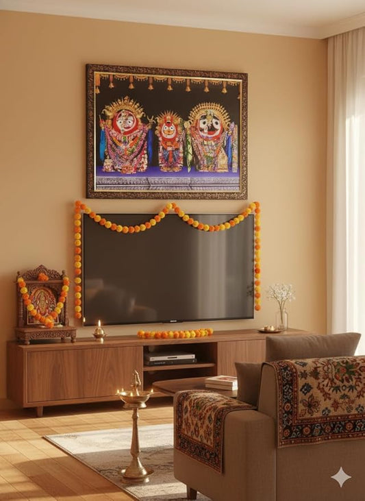 Jagannath Balabhadra Subhadra Temple Photo Frame | Premium MDF Wall Decor | Puri Dham Style Spiritual Photo Frame.