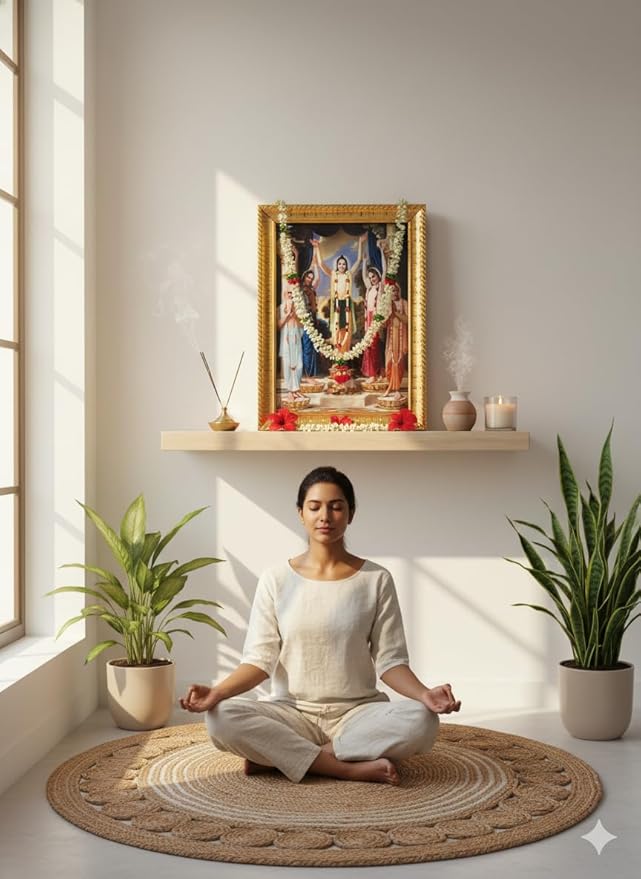 PanchTattva Golden Wooden Photo Frame | Lord Chaitanya Mahaprabhu & Associates | Wall & Table Decor | Made in India | Size 20 x 15 cm Brand: Generic