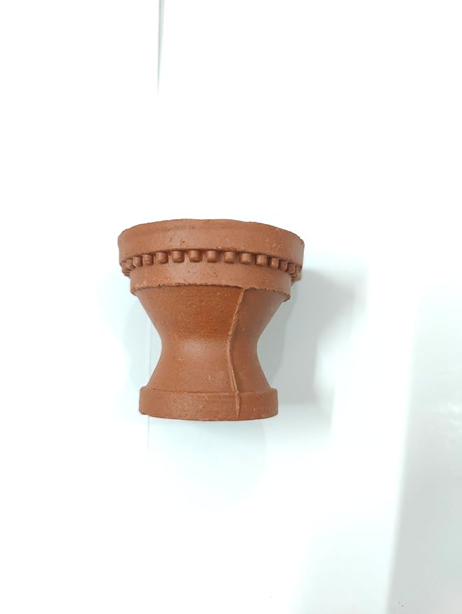 Desi Mitti Stand Diya (Set of 6) with Free Cotton Wicks | Handmade Clay Oil Lamp for Puja & Diwali | Made in India 🇮🇳 | Height 4 cm, Upper 5.5×5 cm