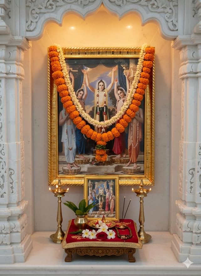 PanchTattva Golden Wooden Photo Frame | Lord Chaitanya Mahaprabhu & Associates | Wall & Table Decor | Made in India | Size 20 x 15 cm Brand: Generic