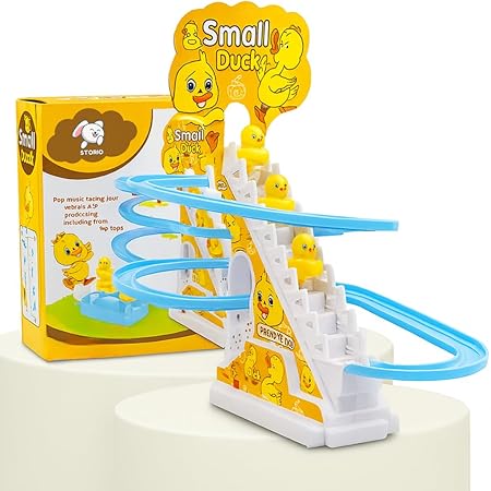 Storio Duck Slide Track Set Toys for Kids - Ducklings Stair Climbing Toys for Kids, Escalator Toy with Lights and Music with 3 Ducks