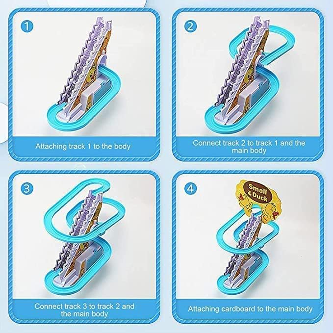 Storio Duck Slide Track Set Toys for Kids - Ducklings Stair Climbing Toys for Kids, Escalator Toy with Lights and Music with 3 Ducks