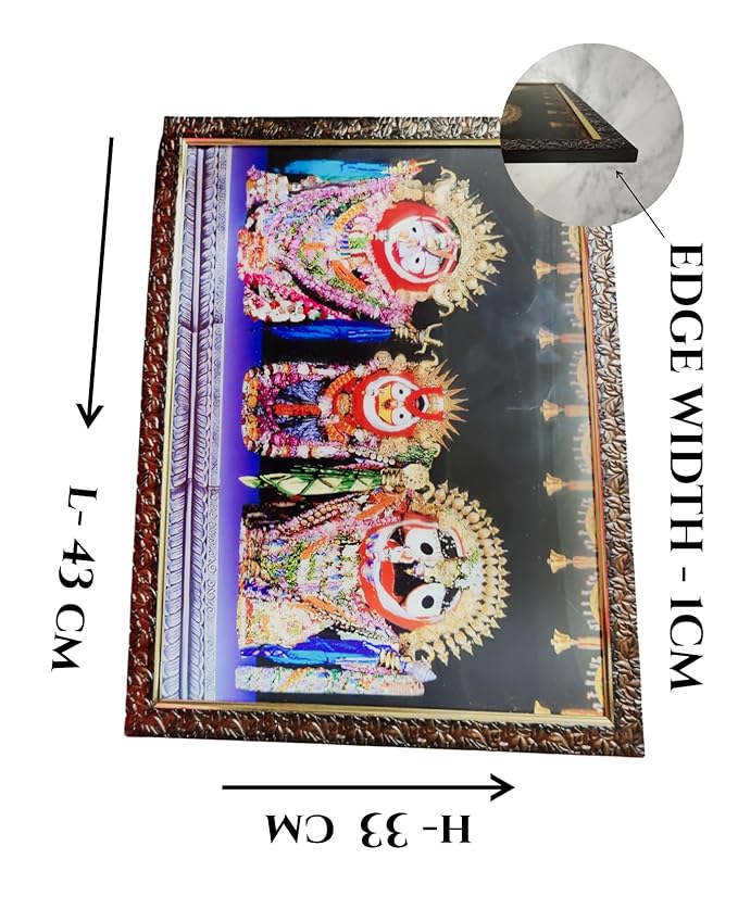 Jagannath Balabhadra Subhadra Temple Photo Frame | Premium MDF Wall Decor | Puri Dham Style Spiritual Photo Frame.